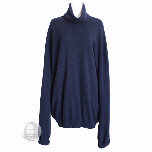 Margiela x H&M Oversized Sweater Limited Edition Blue Cashmere Turtleneck Size M - Picture 1 of 8
